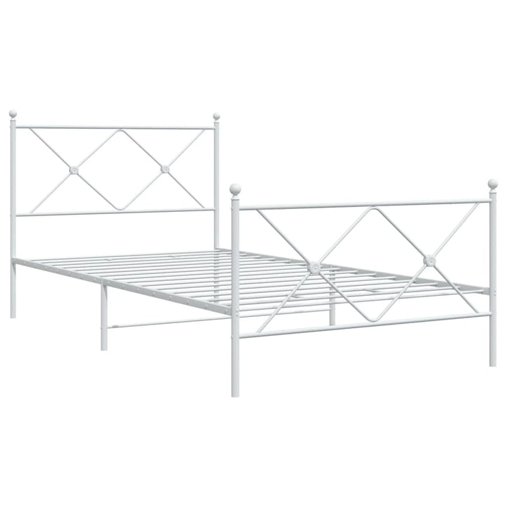 sengeramme med sengegavl og fodgærde 100x190 cm metal hvid