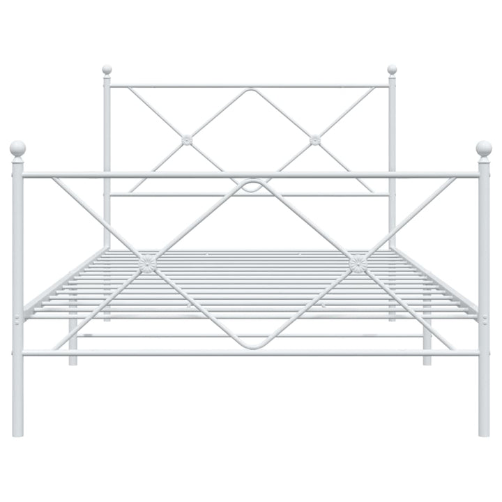 sengeramme med sengegavl og fodgærde 100x190 cm metal hvid