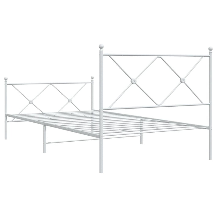 sengeramme med sengegavl og fodgærde 100x190 cm metal hvid