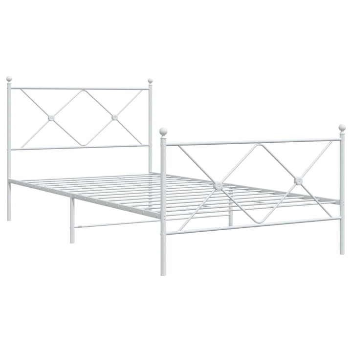 sengeramme med sengegavl og fodgærde 100x200 cm metal hvid