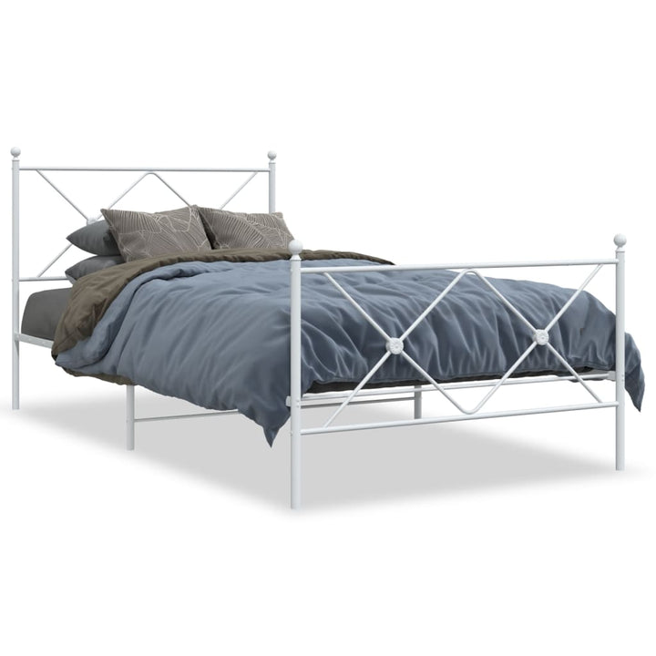 sengeramme med sengegavl og fodgærde 107x203 cm metal hvid