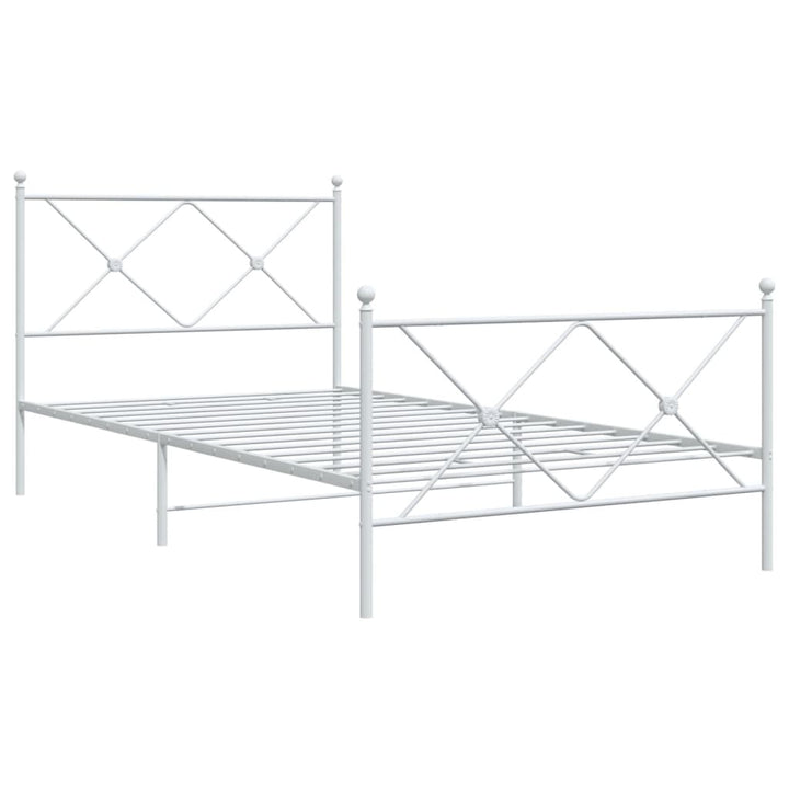 sengeramme med sengegavl og fodgærde 107x203 cm metal hvid
