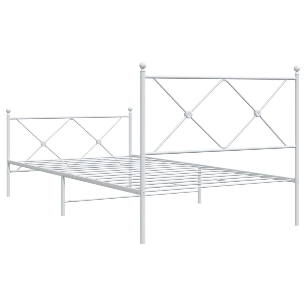 sengeramme med sengegavl og fodgærde 107x203 cm metal hvid
