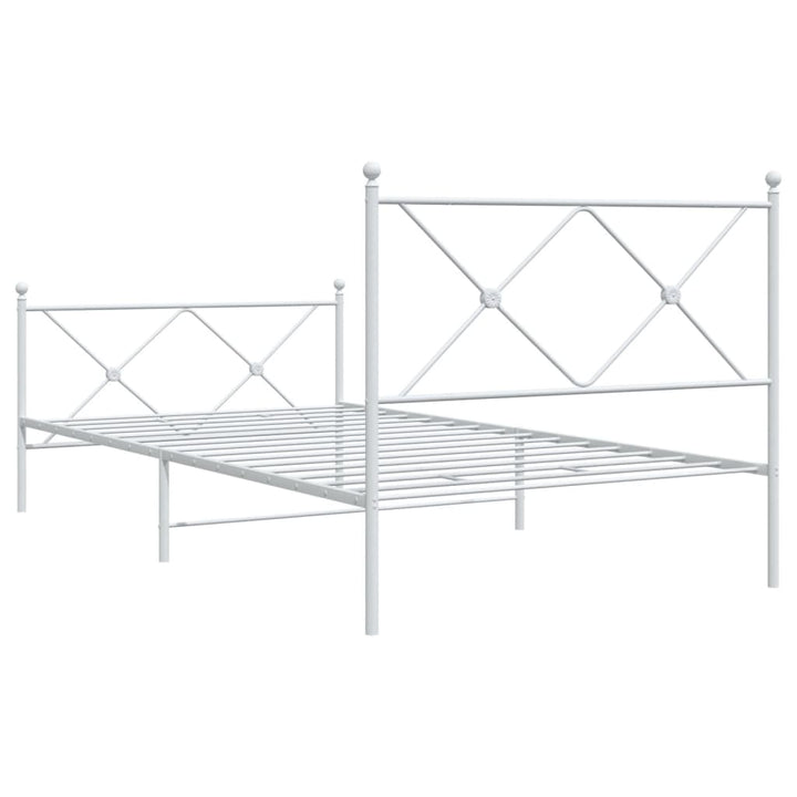 sengeramme med sengegavl og fodgærde 107x203 cm metal hvid