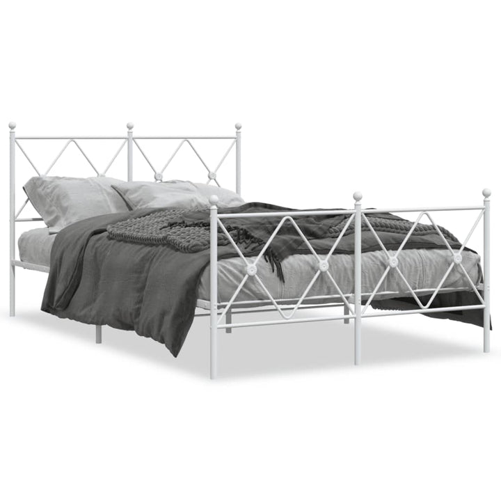 sengeramme med sengegavl og fodgærde 120x200 cm metal hvid