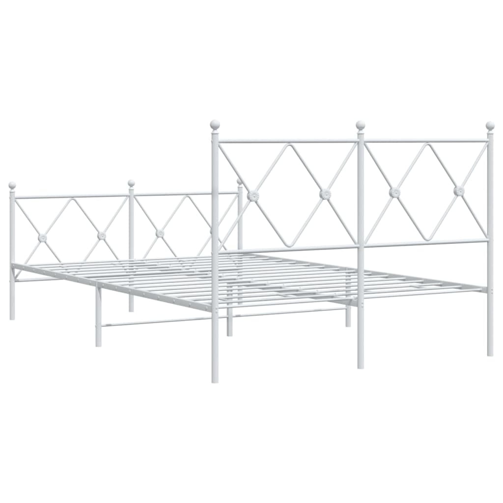 sengeramme med sengegavl og fodgærde 120x200 cm metal hvid