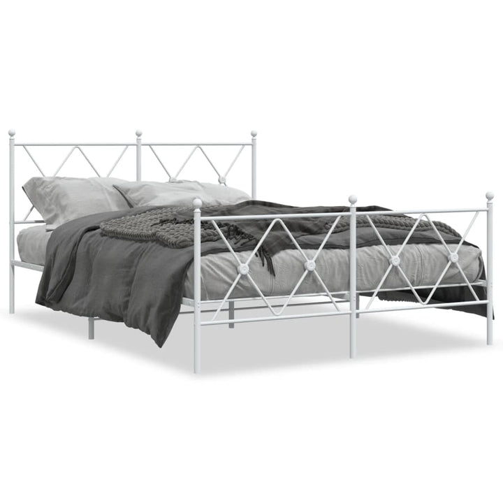 sengeramme med sengegavl og fodgærde 137x190 cm metal hvid