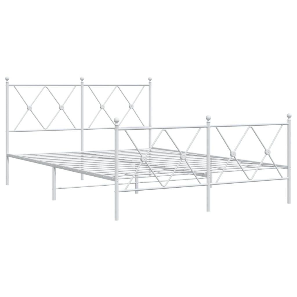 sengeramme med sengegavl og fodgærde 137x190 cm metal hvid