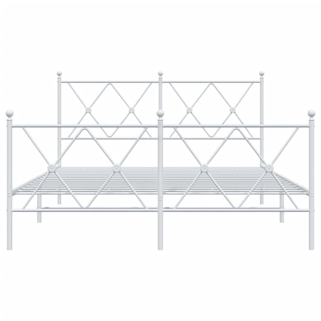 sengeramme med sengegavl og fodgærde 137x190 cm metal hvid