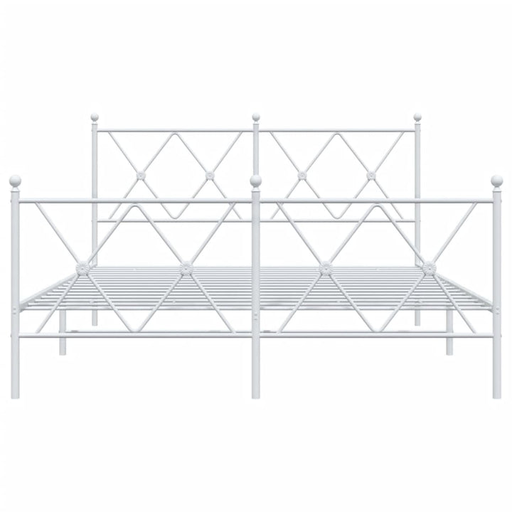 sengeramme med sengegavl og fodgærde 137x190 cm metal hvid