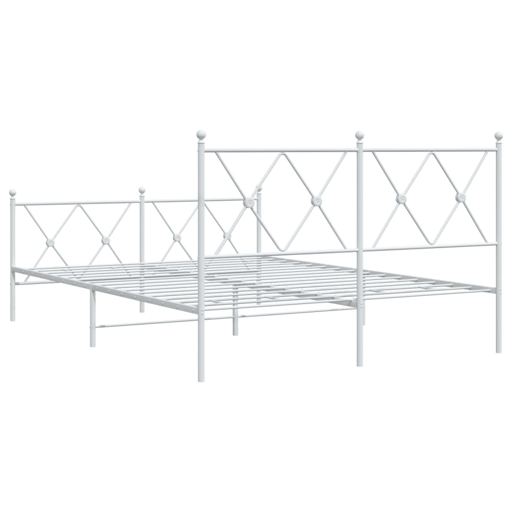 sengeramme med sengegavl og fodgærde 137x190 cm metal hvid