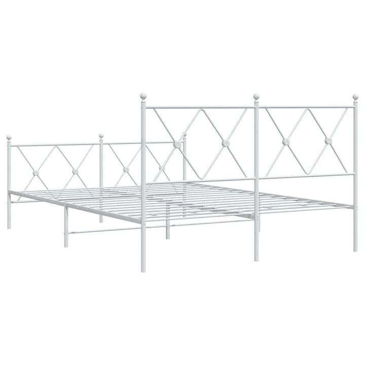 sengeramme med sengegavl og fodgærde 137x190 cm metal hvid