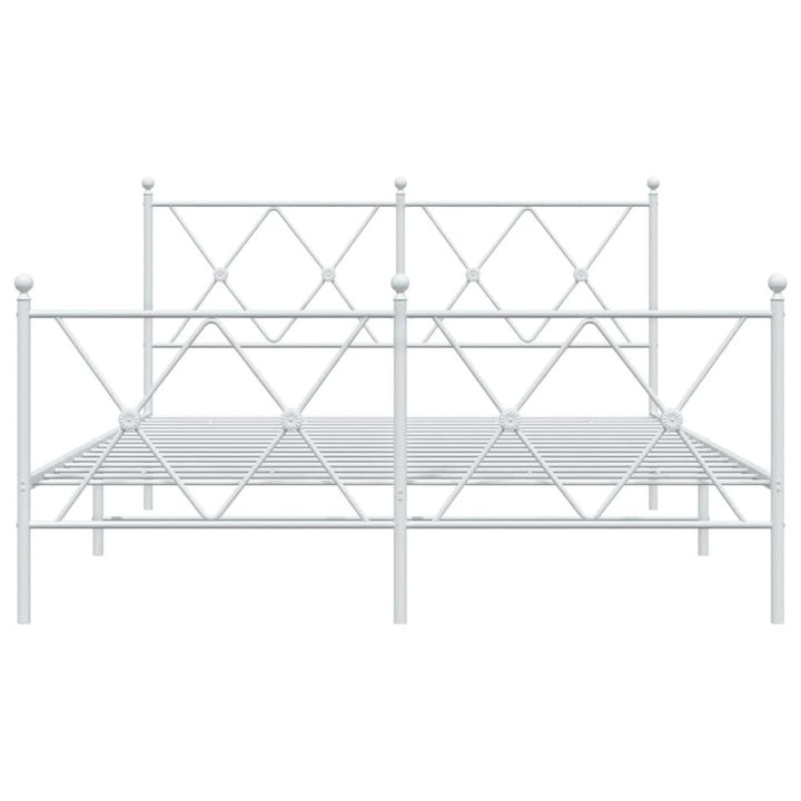 sengeramme med sengegavl og fodgærde 140x190 cm metal hvid