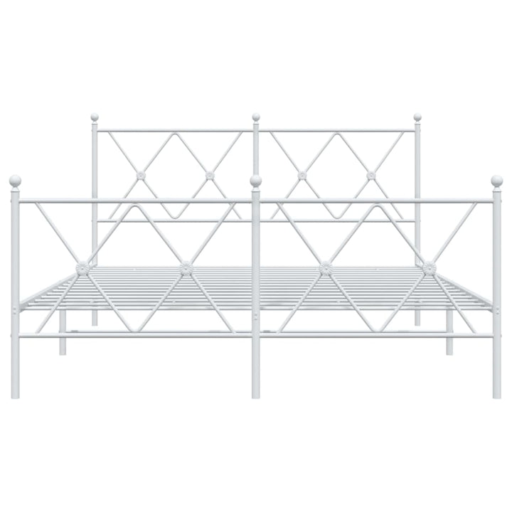 sengeramme med sengegavl og fodgærde 140x200 cm metal hvid