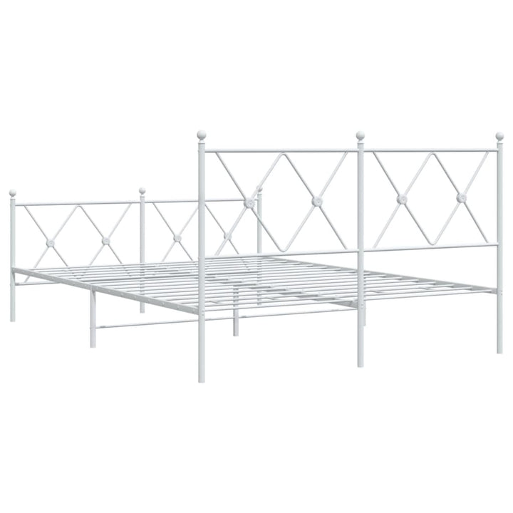 sengeramme med sengegavl og fodgærde 140x200 cm metal hvid