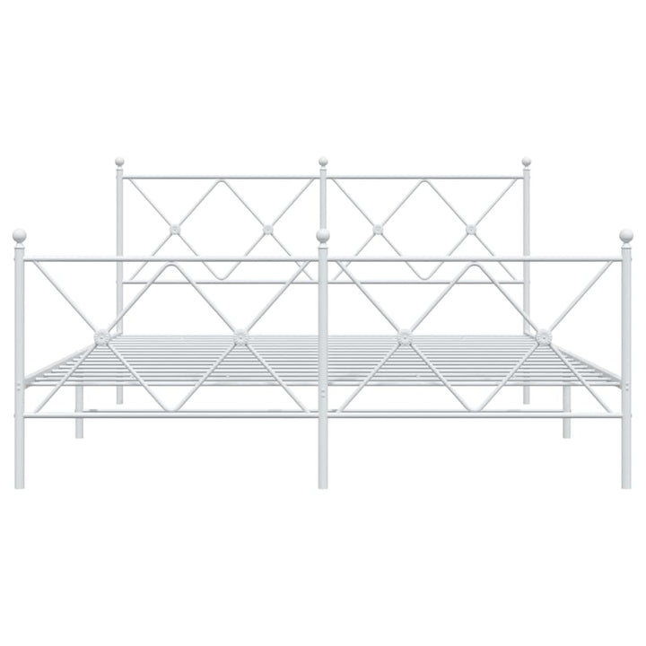 sengeramme med sengegavl og fodgærde 150x200 cm metal hvid