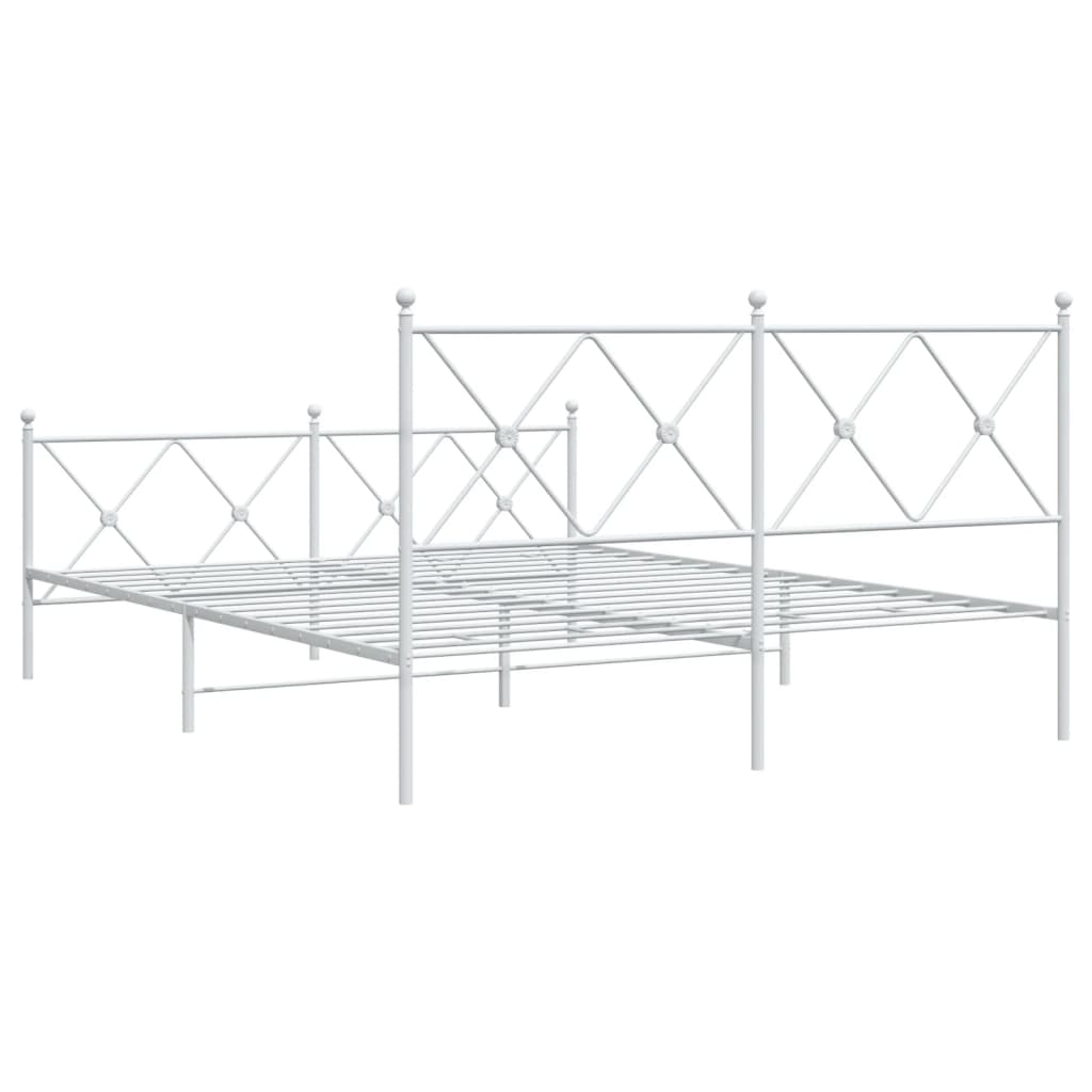 sengeramme med sengegavl og fodgærde 150x200 cm metal hvid