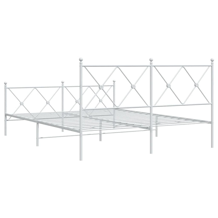 sengeramme med sengegavl og fodgærde 150x200 cm metal hvid