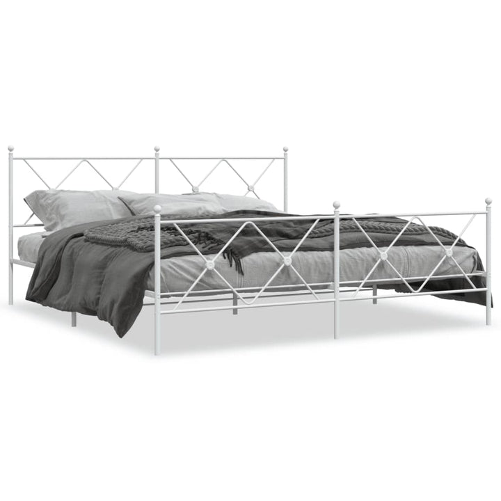 sengeramme med sengegavl og fodgærde 183x213 cm metal hvid