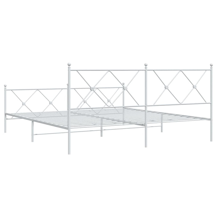 sengeramme med sengegavl og fodgærde 183x213 cm metal hvid