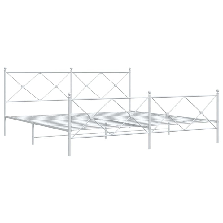 sengeramme med sengegavl og fodgærde 193x203 cm metal hvid