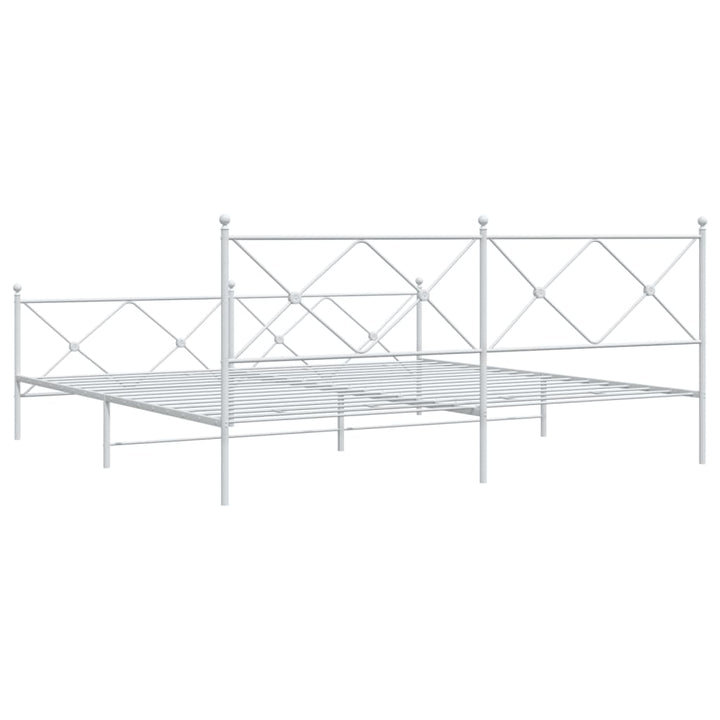sengeramme med sengegavl og fodgærde 193x203 cm metal hvid