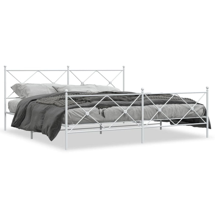sengeramme med sengegavl og fodgærde 200x200 cm metal hvid