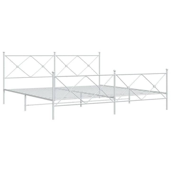 sengeramme med sengegavl og fodgærde 200x200 cm metal hvid