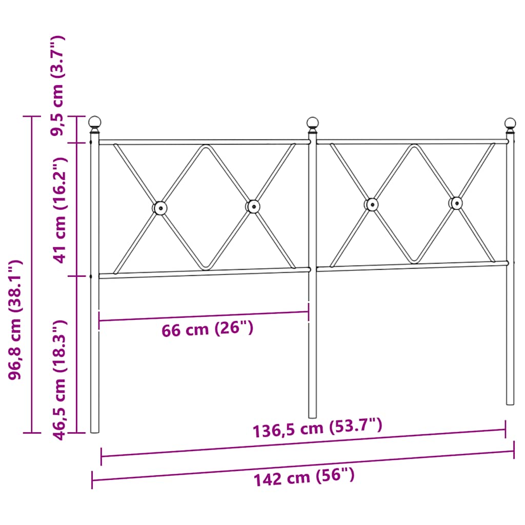 udskiftningsgavl 137 cm metal hvid