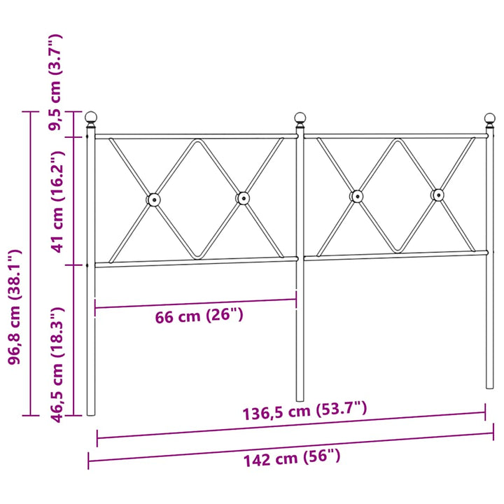 udskiftningsgavl 137 cm metal hvid