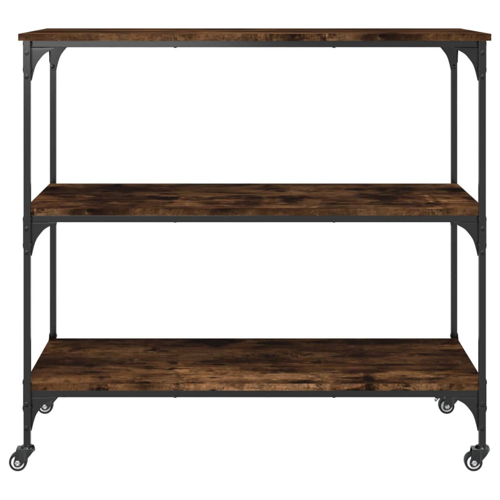 køkkenvogn 102x50x95 cm konstrueret træ røget egetræsfarve
