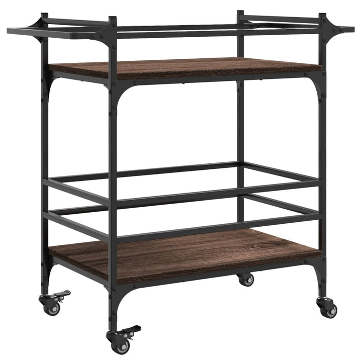 køkkenvogn 82x40x78,5 cm konstrueret træ brun egetræsfarve