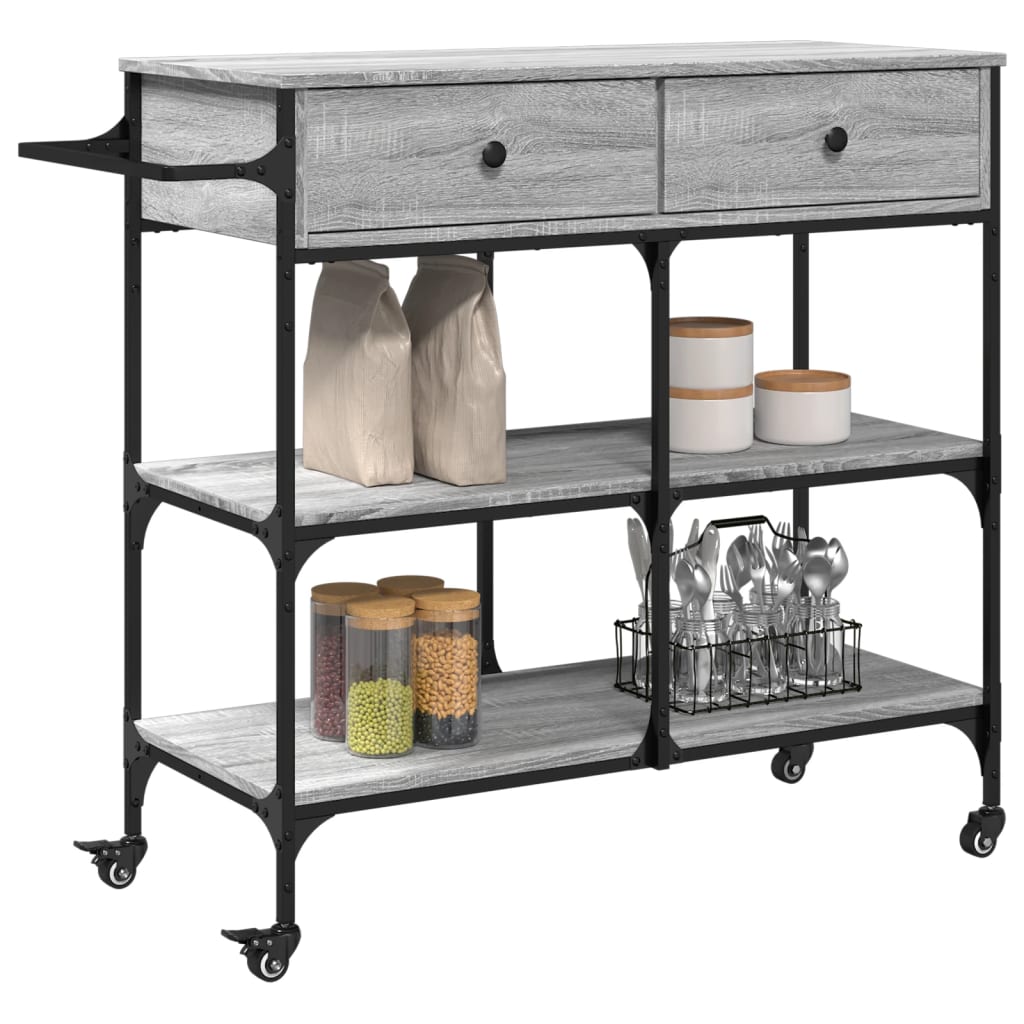 køkkenvogn 105x42x95 cm konstrueret træ grå sonoma-eg