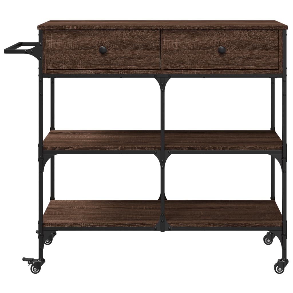 køkkenvogn 105x42x95 cm konstrueret træ brun egetræsfarve