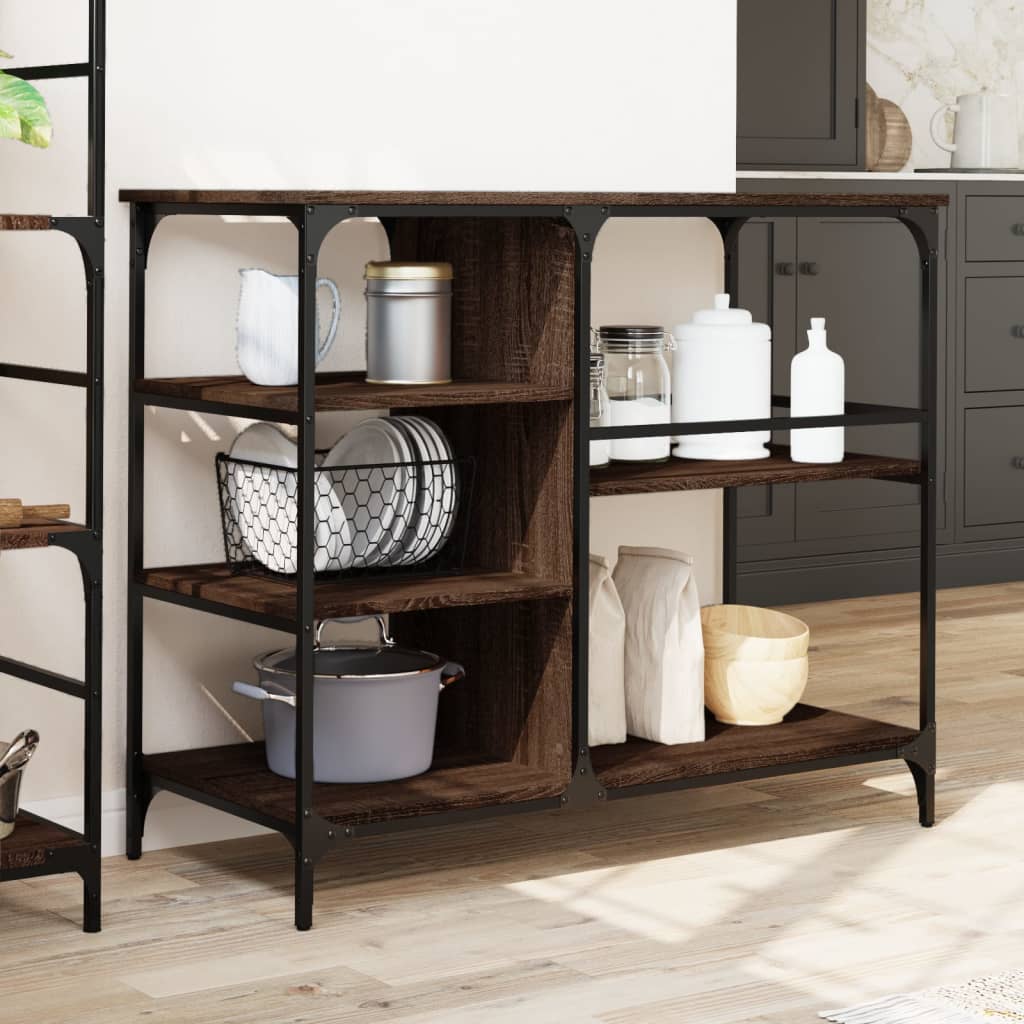 køkkenvogn 100x45x89,5 cm konstrueret træ brun egetræsfarve