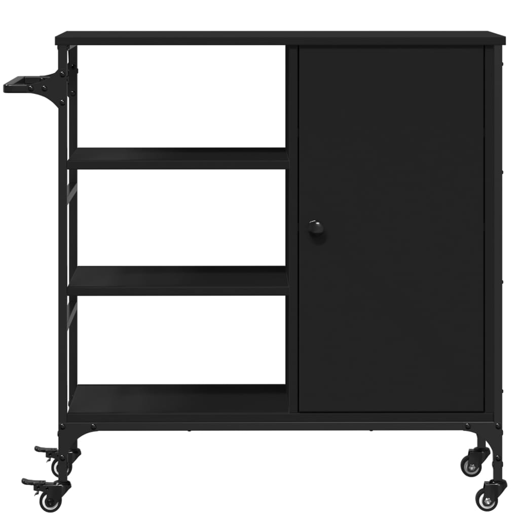 køkkenvogn 87,5x38,5x84,5 cm konstrueret træ sort