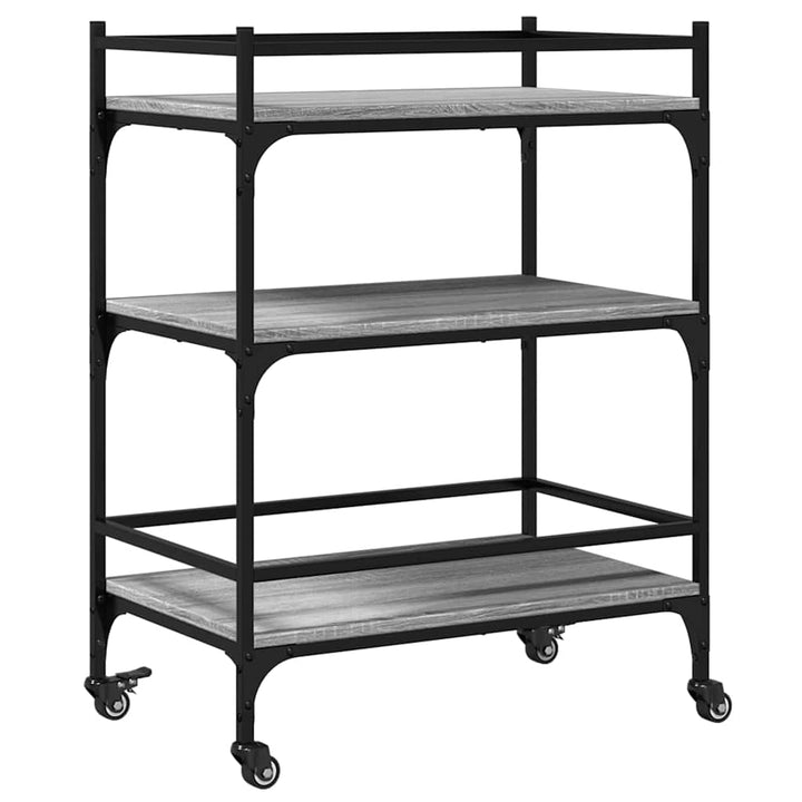 køkkenvogn 65x40x86,5 cm konstrueret træ grå sonoma-eg