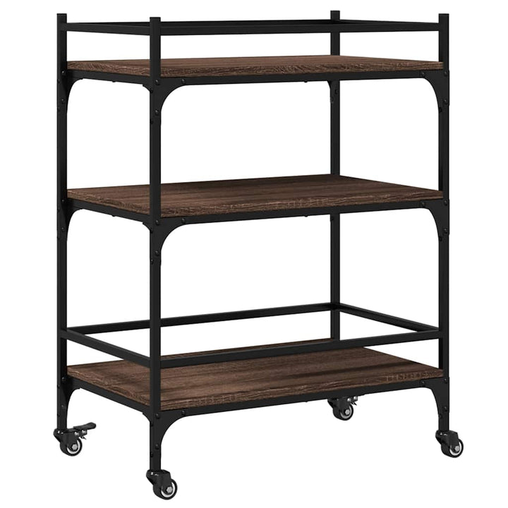 køkkenvogn 65x40x86,5 cm konstrueret træ brun egetræsfarve