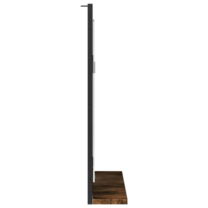 badeværelsesspejl m. hylde 50x12x60 cm konstrueret træ røget eg