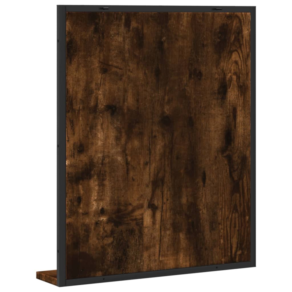 badeværelsesspejl m. hylde 50x12x60 cm konstrueret træ røget eg