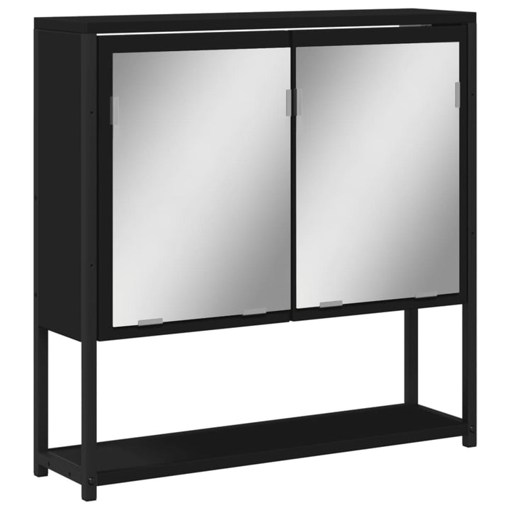 badeværelsesskab med spejl 60x16x60 cm konstrueret træ sort