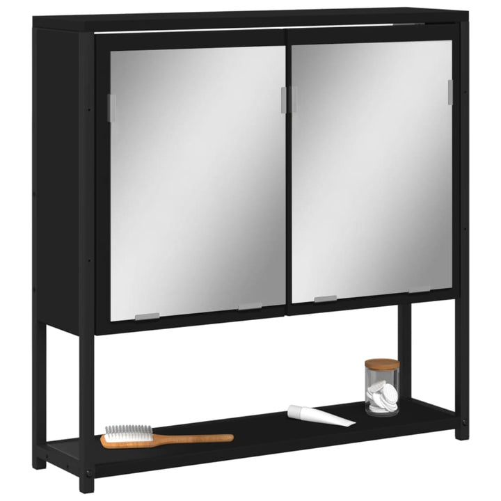 badeværelsesskab med spejl 60x16x60 cm konstrueret træ sort