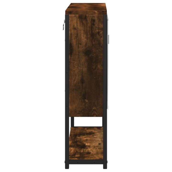 badeværelsesskab + spejl 60x16x60 cm konstrueret træ røget eg