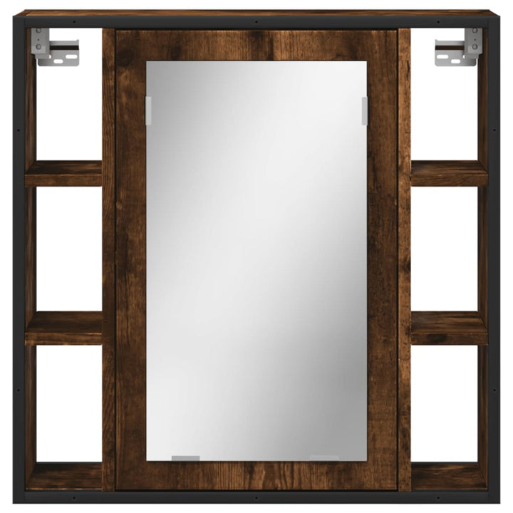 badeværelsesskab + spejl 60x16x60 cm konstrueret træ røget eg