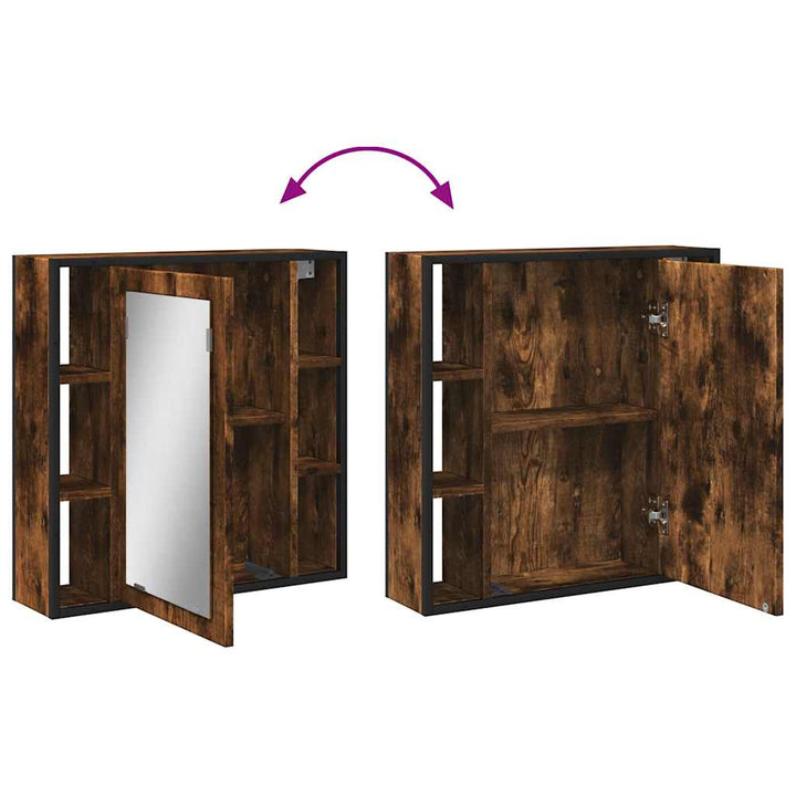 badeværelsesskab + spejl 60x16x60 cm konstrueret træ røget eg