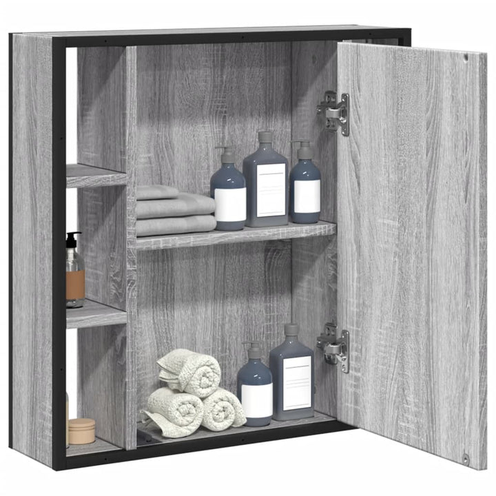skab med spejl 60x16x60 cm konstrueret træ grå sonoma-eg