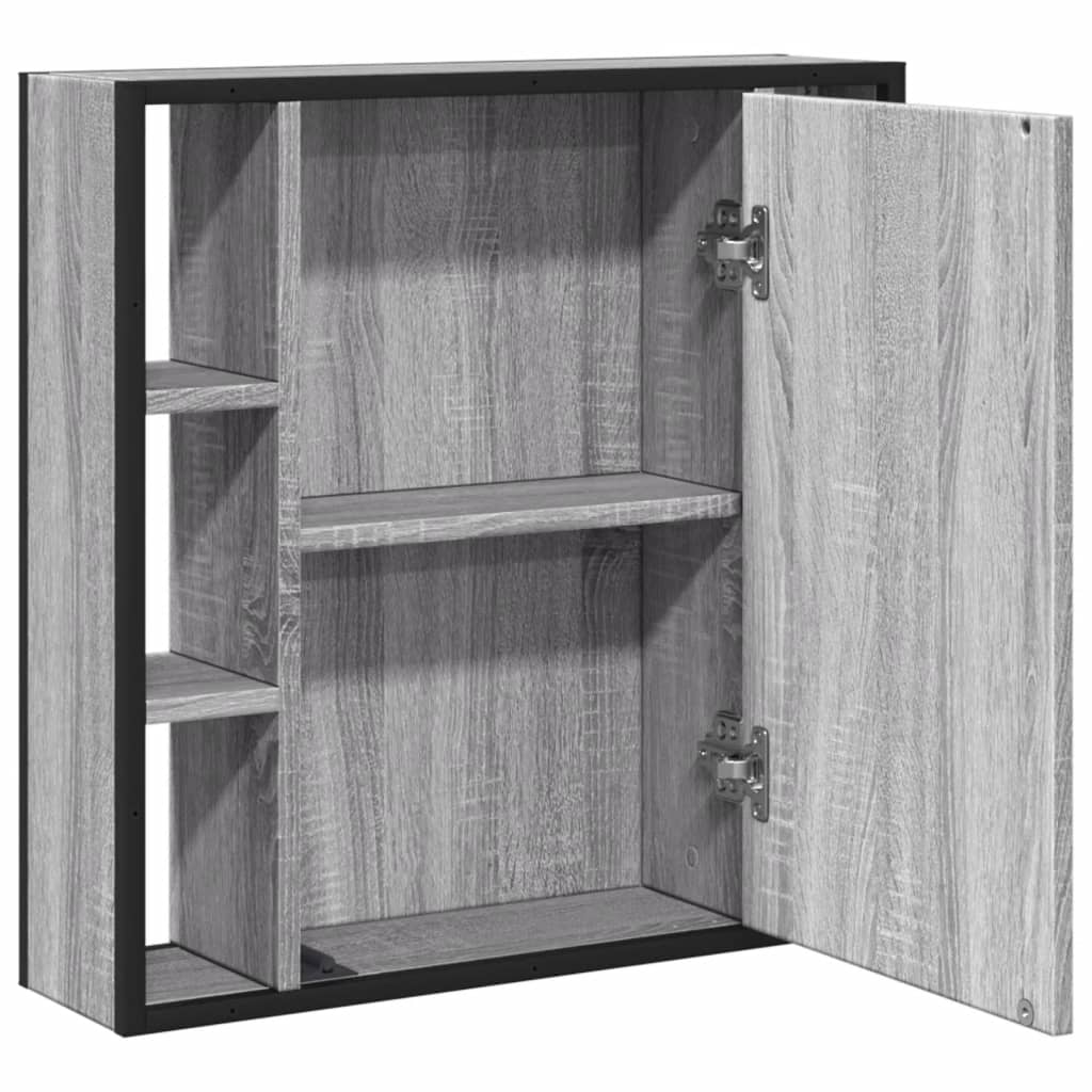 skab med spejl 60x16x60 cm konstrueret træ grå sonoma-eg