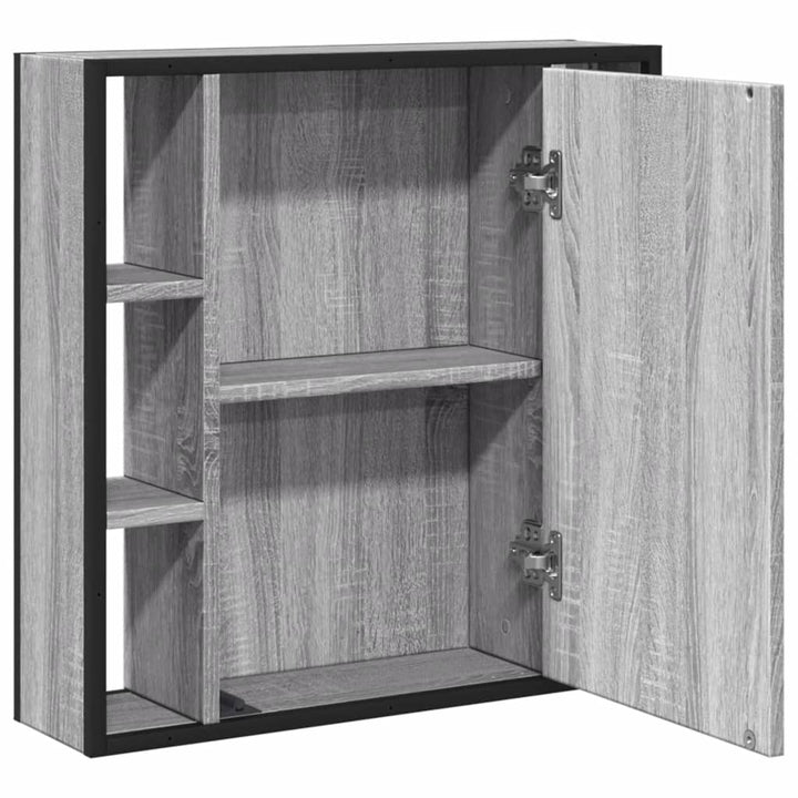 skab med spejl 60x16x60 cm konstrueret træ grå sonoma-eg