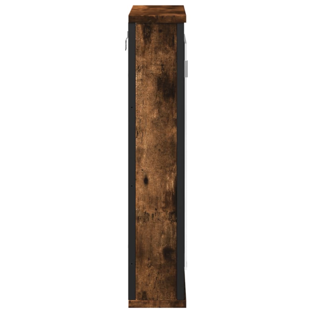 badeværelsesskab med spejl 42x12x60 cm konstrueret træ røget eg