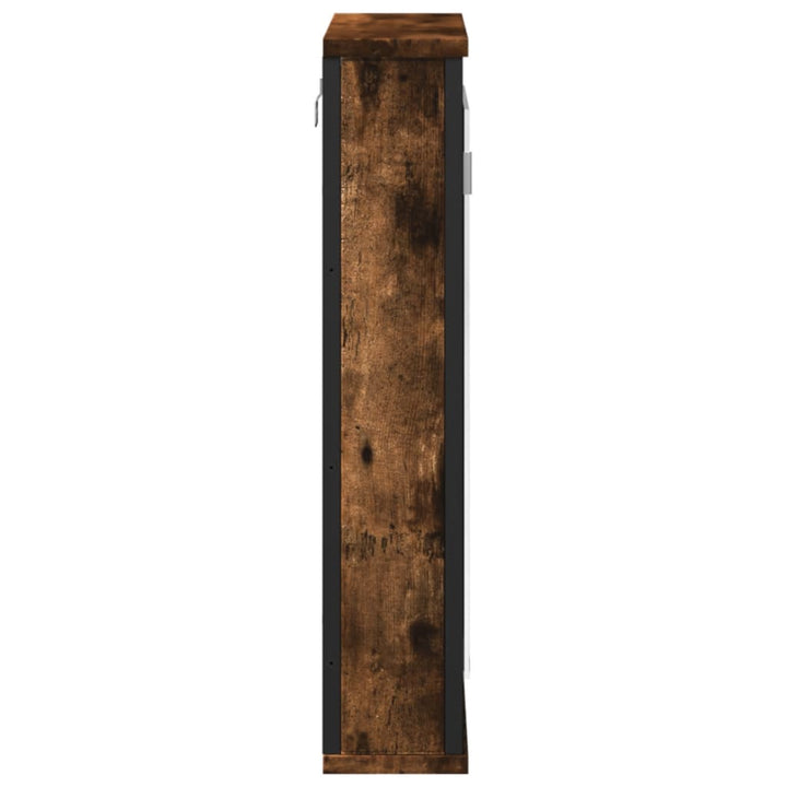 badeværelsesskab med spejl 42x12x60 cm konstrueret træ røget eg